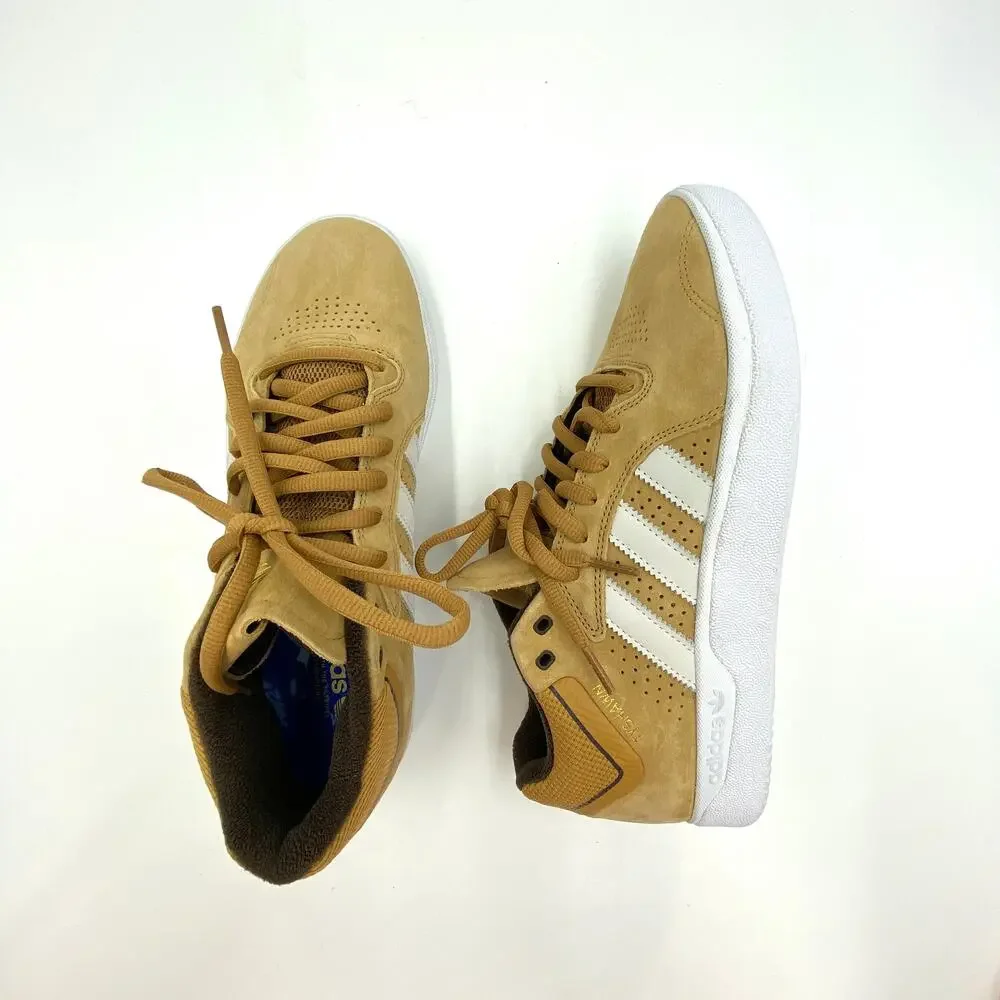 Adidas Tyshawn Mid Top Skate Shoes Tan Sneakers